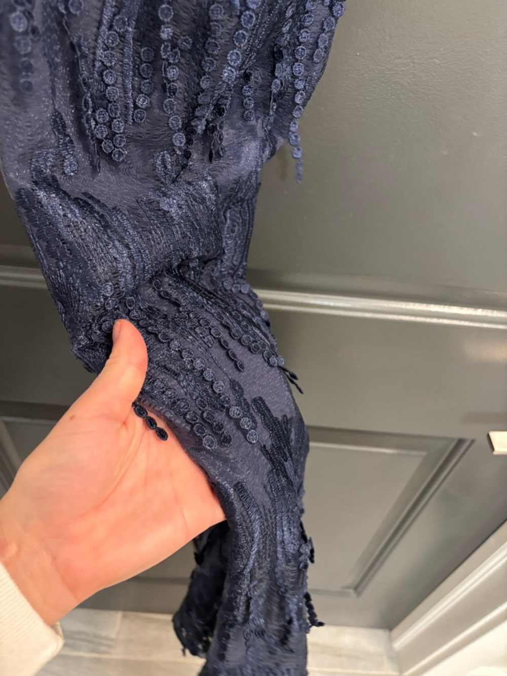 Lulu’s Making Magic Navy Blue Fringe Lace-Up Mini Dress - Picture 10 of 14